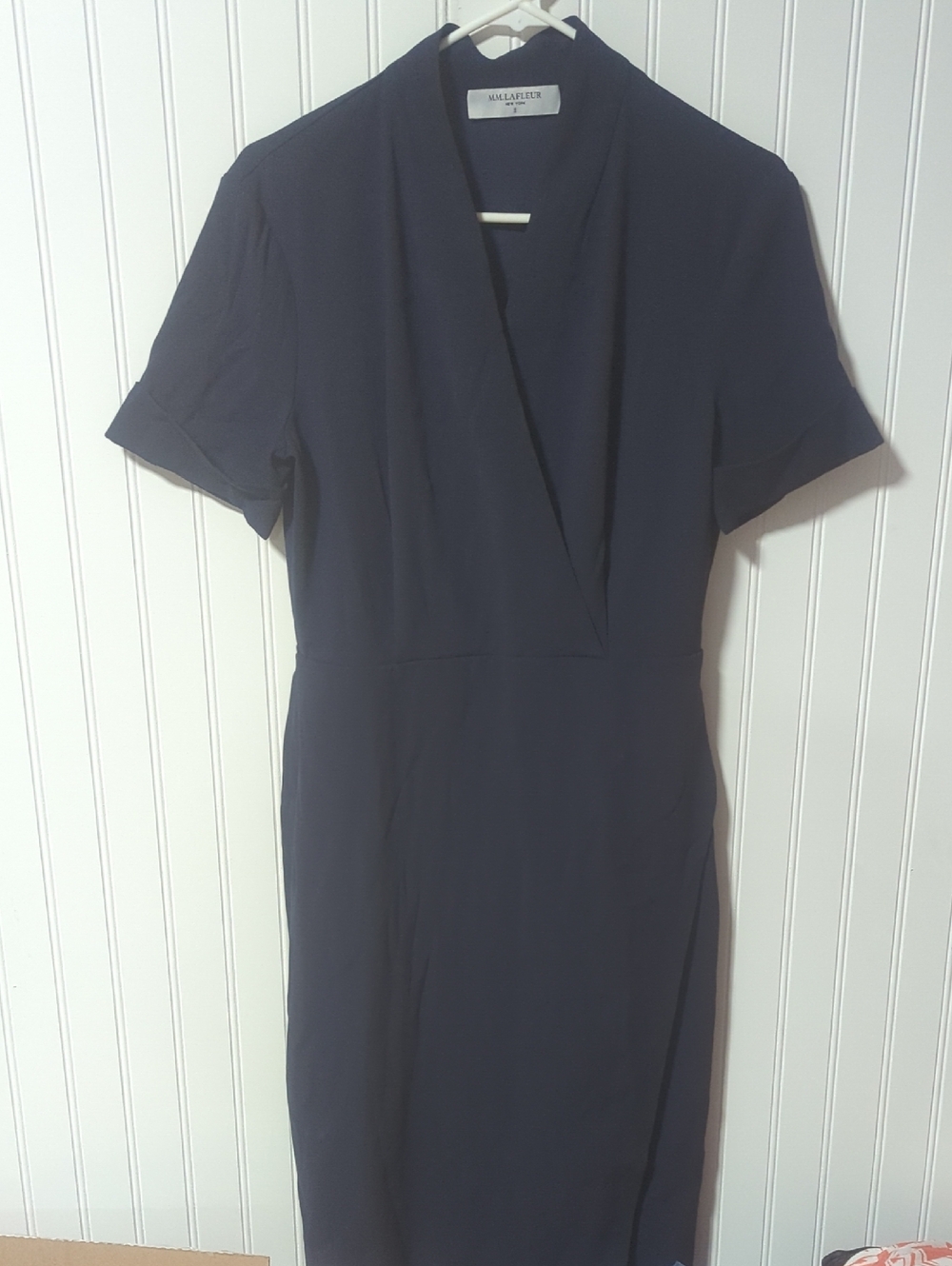 MM.LaFleur Navy Blue Short-Sleeve Wrap Dress